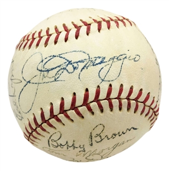1951 World Series Champion New York Yankees Team Signed OAL Baseball With 30 Signatures Including Mantle & DiMaggio! (PSA/DNA & JSA)